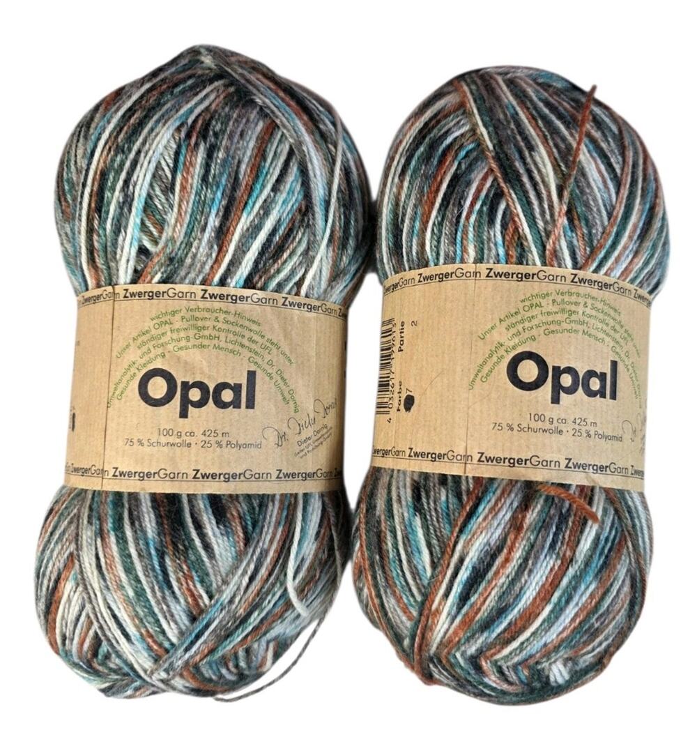 Opal German Sock Yarn 75% Wool 25% Nylon 100g Skein Lot of 2 3707